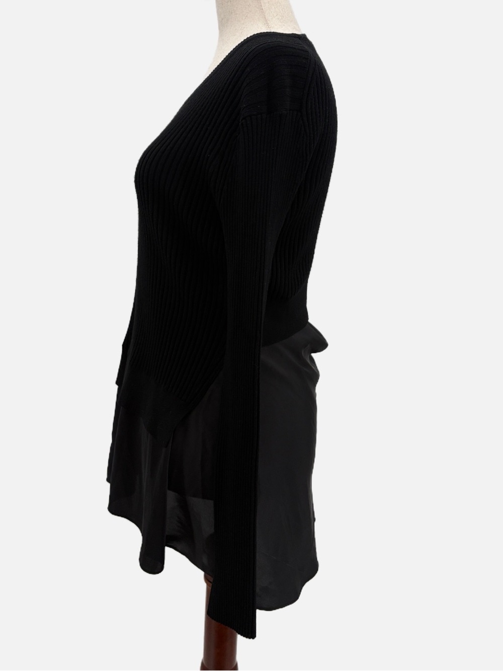 All Saints Taya Satin Hem Ribbed Open Back Layered Look Sweater Black Medium - Picture 4 of 8